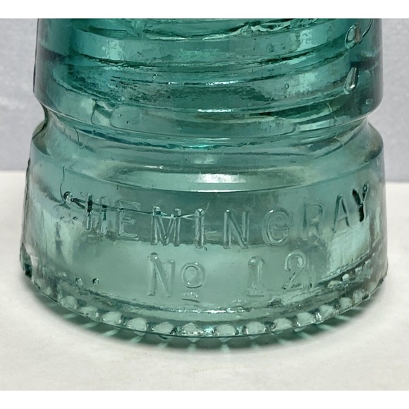 Vintage Small Hemingray-12 Aqua Green Insulator 3.5 Inch - Picture 3 of 10